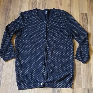 Talbots Black with White Mini Polka Dot Cardigan Size Petite Small